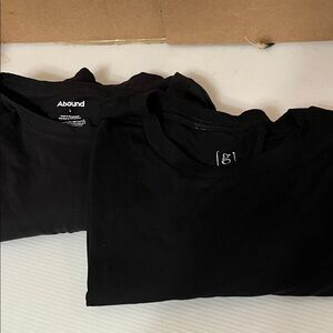 Bundle Abound & George Men's Classic Black Short Sleeve Tees